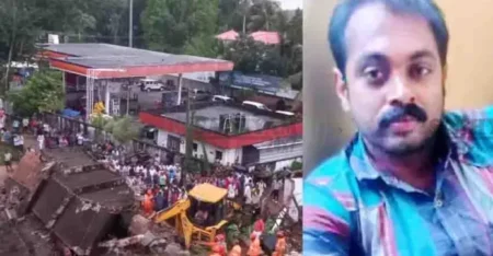 പുനലൂരിൽ മണ്ണിടിച്ചിലിൽ സർവീസ് സ്റ്റേഷൻ തകർന്ന് ഒരാൾ മരിച്ചു